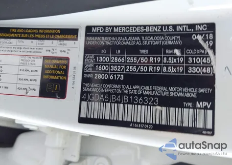 2018 Mercedes-Benz Gle 350 из США, поврежденный, VIN 4JGDA5JB4JB136323